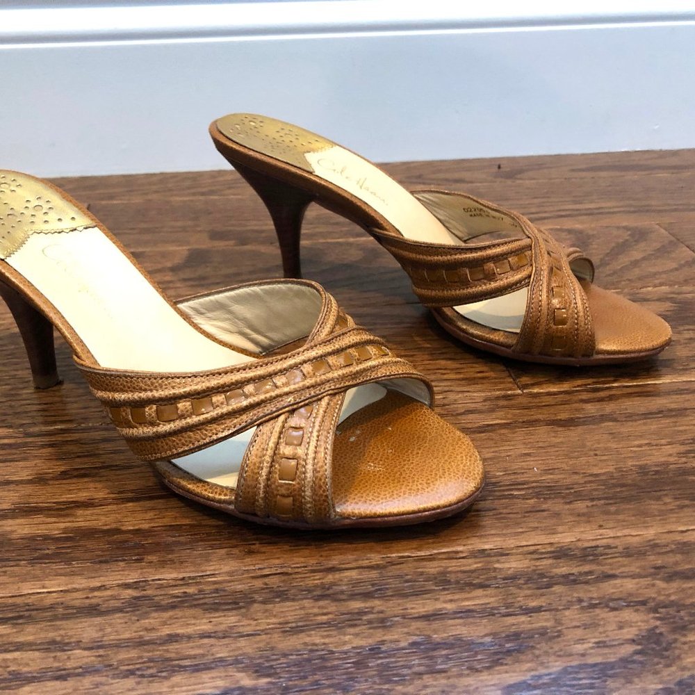 Cole Haan leather kitten heels w/ stitched details